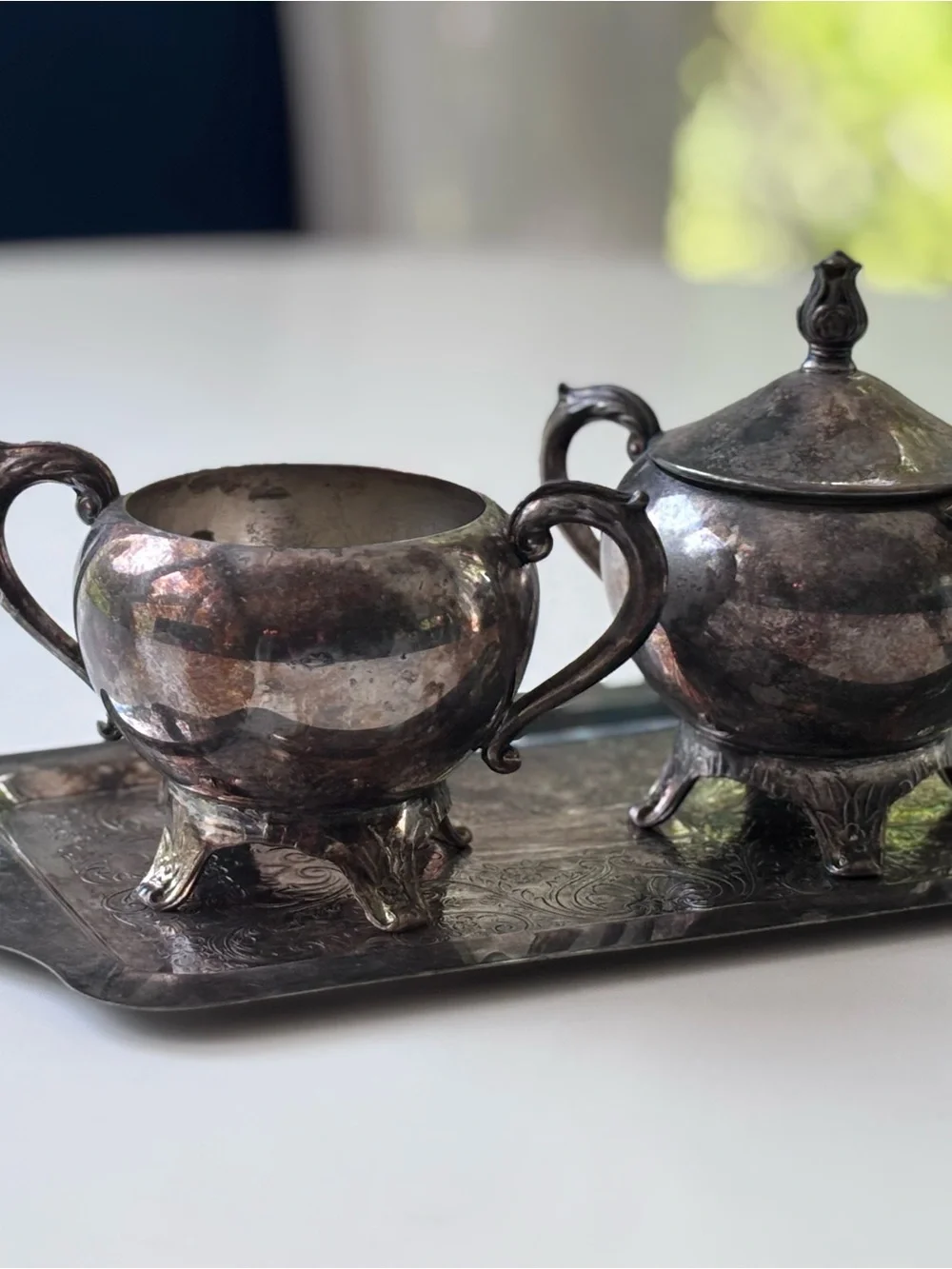 Vintage F.B. Rogers Silver Co. three-piece -Plated Sugar and Creamer Set